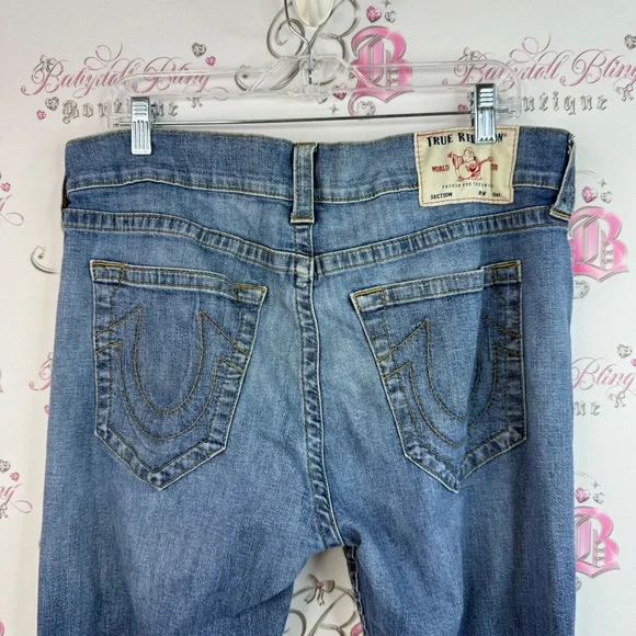 True Religion jeans pants Ricky relaxed straight Blue bottoms Jeans logos - Picture 9 of 16